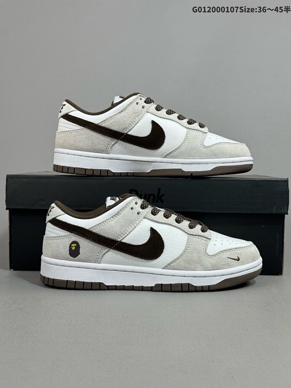 20036-45半 定制球鞋 Bape x Nike Dunk SB Low Bpae x 耐克 SB 低帮 联名灰白棕货号KK1888-011