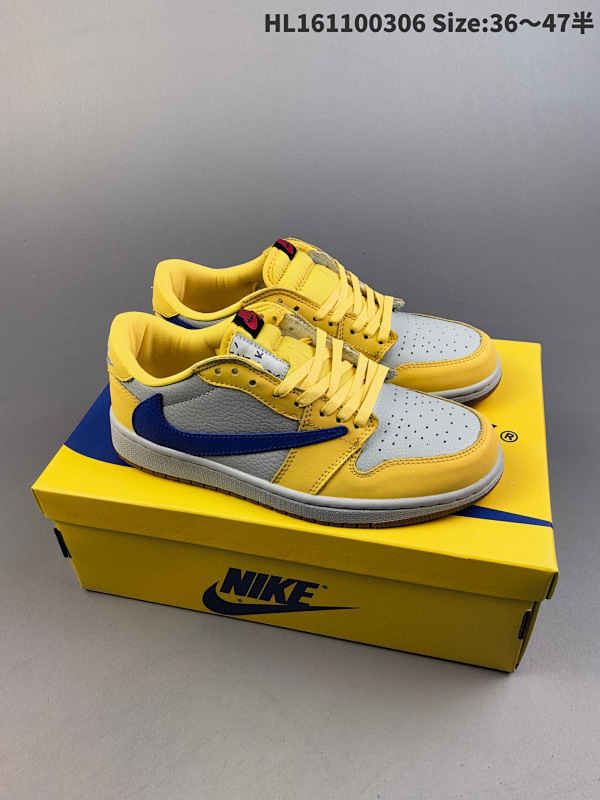 110 Travis Scott x Air Jordan 1 Low "Canary" 低帮 黄白蓝倒勾联名HL161100306 Size:3647半货号DZ4137-700