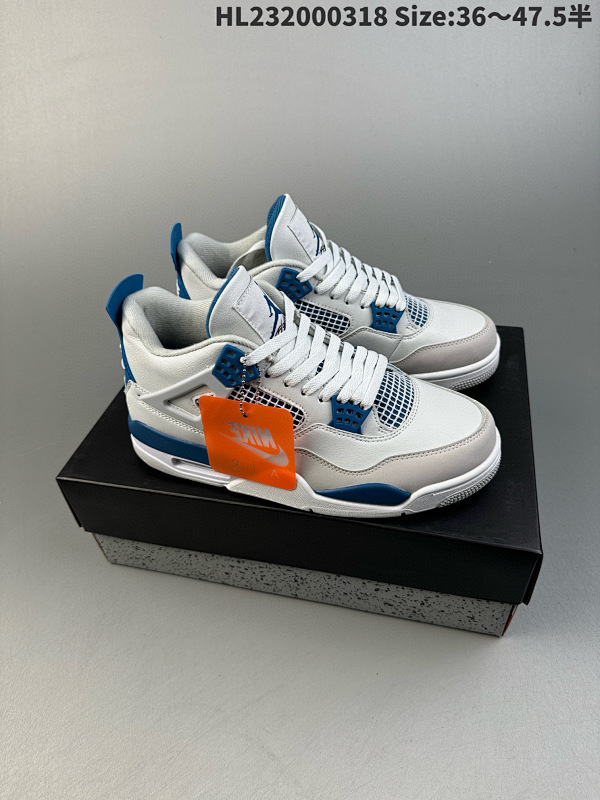 200头层 Air Jordan 4 Retro "Military Blue" 白灰蓝HL232000318 Size:3647.5半货号FV5029-141
