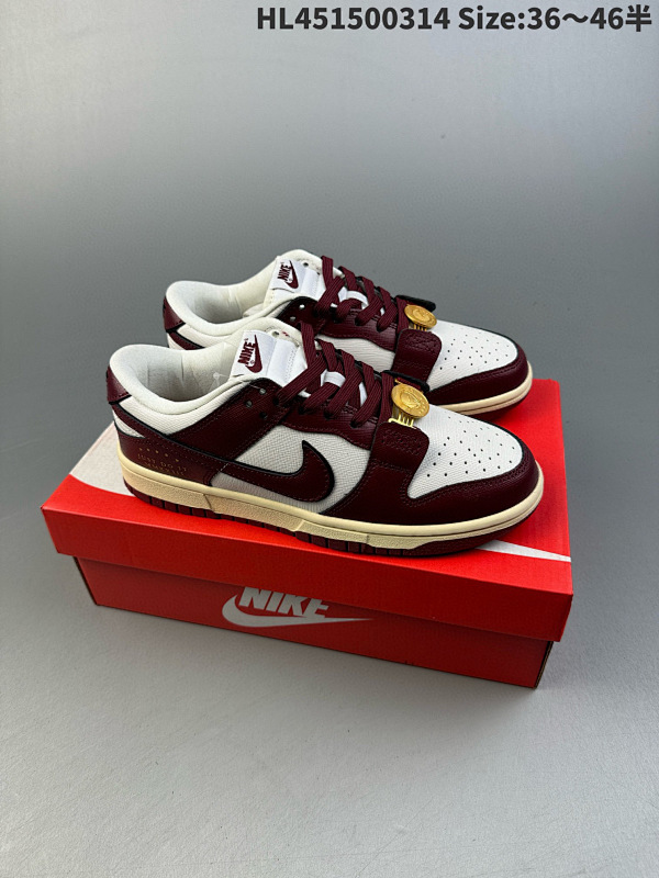 150 Nike SB Dunk Low Pro酒红配色 扣篮系列复古低帮休闲运动滑板板鞋货号DV1160-101  编码 HL451500314 Size:3646半