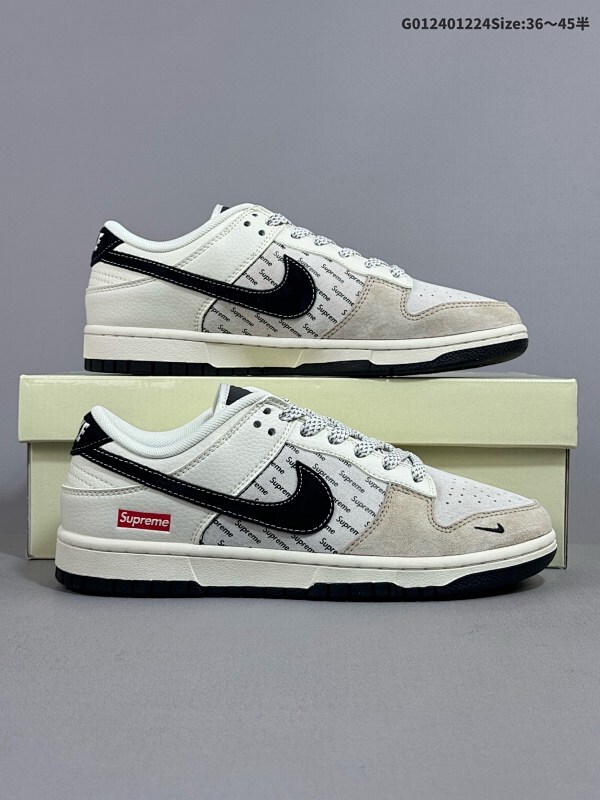 24036-45半 定制球鞋 Supreme x Nike Dunk SB Low Sup x 耐克 SB 低帮 联名灰白黑货号XS1086-003