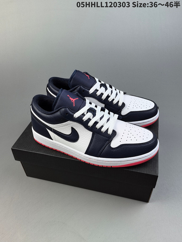 150头层带半码 Air Jordan 1 Low Retro "Ember Glow" 低帮 午夜蓝05HHLL120303 Size:3646半货号553558-481