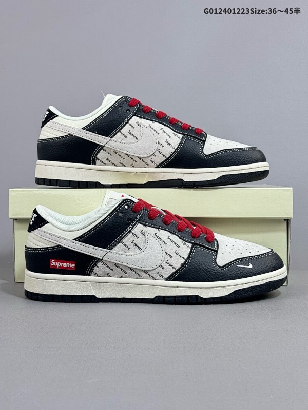 24036-45半 定制球鞋 Supreme x Nike Dunk SB Low Sup x 耐克 SB 低帮 联名黑灰红货号XS1086-020