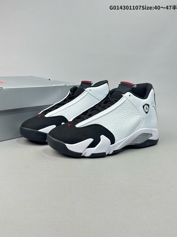 44040-47.5半 纯原版本 真碳 Air Jordan 14 Retro "Black Toe" 低帮 白黑 AJ14货号487471-160 货号487471-102
