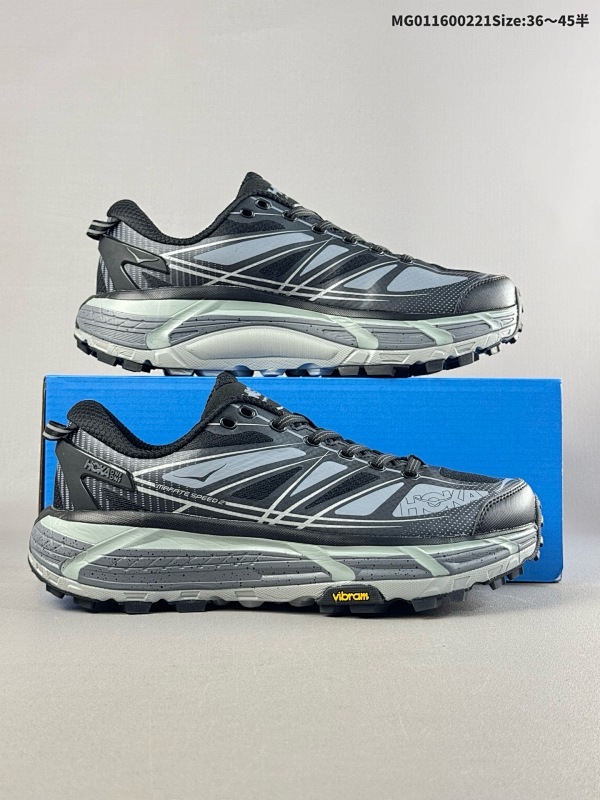16036-45半 HOKA ONE ONE Mafate Speed 2 飞速 马法特2 低帮 黑灰 男女同款防滑耐磨低邦跑步鞋货号1126851-BCSTL