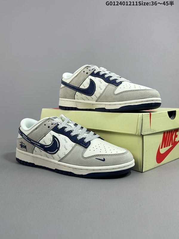 24036-45半 定制球鞋 Stussy x Nike Dunk SB Low 斯图西 x 耐克 SB 低帮 联名灰白蓝 鞋身以米白色作为主货号FC1688-197