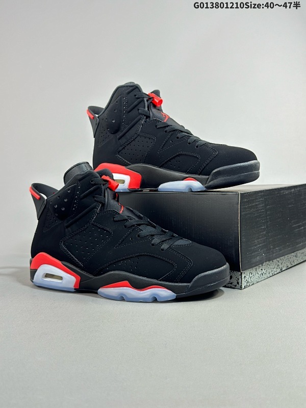 38040-47.5半 Air Jordan 6 Retro OG "Black Infrared" 高帮 黑红 3M反光 后跟耐克勾男货号384664-060 女货号384665-060