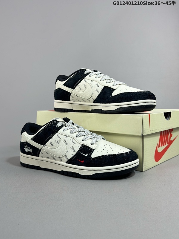 24036-45半 定制球鞋 Stussy x Nike Dunk SB Low 斯图西 x 耐克 SB 低帮 联名黑白 鞋身以米白色皮革打造货号XY1688-017