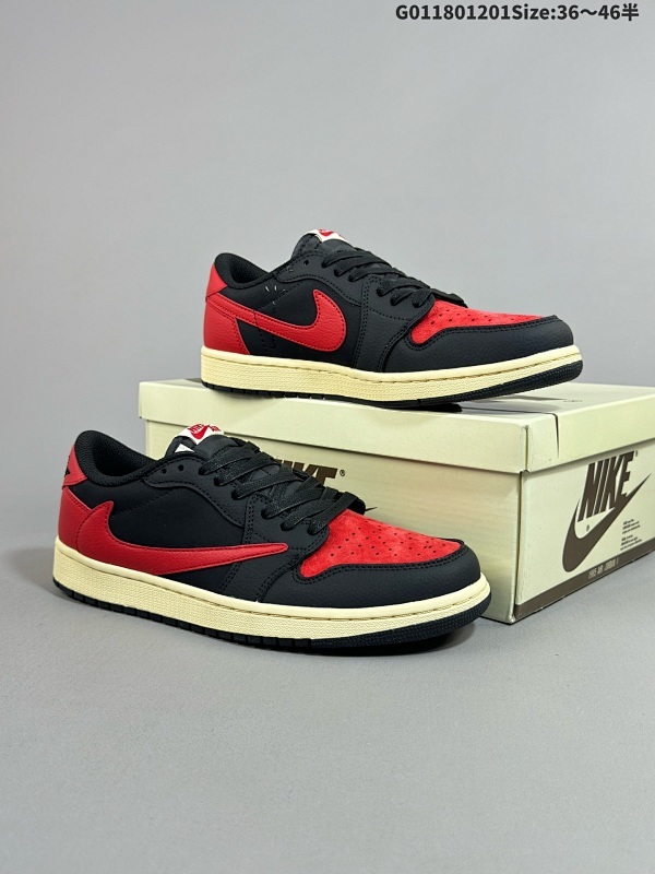 18036-46半 Travis Scott x Air Jordan 1 Low 低帮 黑红倒勾联名 AJ1货号DM7866-061 货号DM7866-144