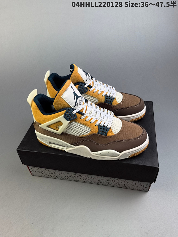 240头层带半码 Air Jordan 4 Retro "Cacao Wow" 棕黄拼色 AJ4 乔丹4代04HHLL220128 Size:3647.5半货号FB2214-200
