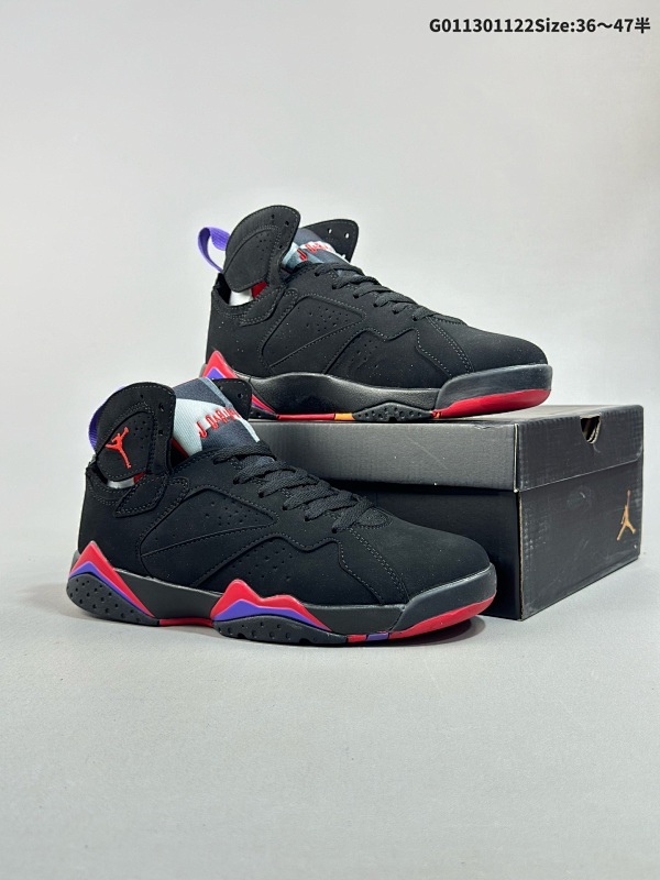 13036-47.5半 Air Jordan 7 Retro "Raptors" 高帮 猛龙 AJ7 乔丹7代 aj7 乔7 高邦 黑红紫 乔丹篮球鞋系列货号304775-018