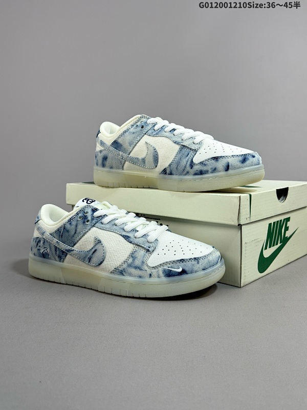 20036-45半 定制球鞋 Stussy x Nike Dunk SB Low 斯图西 x 耐克 SB 低帮 斯图西联名蓝白 鞋身以米白色作为主色货号JH8039-937