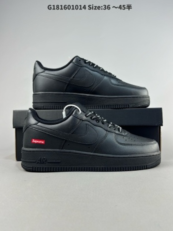 高端性价比版本 SupremeNike Air Force 1 07 Low 全黑 联名空军一号低帮休闲板鞋 原鞋开发货号CU9225-001