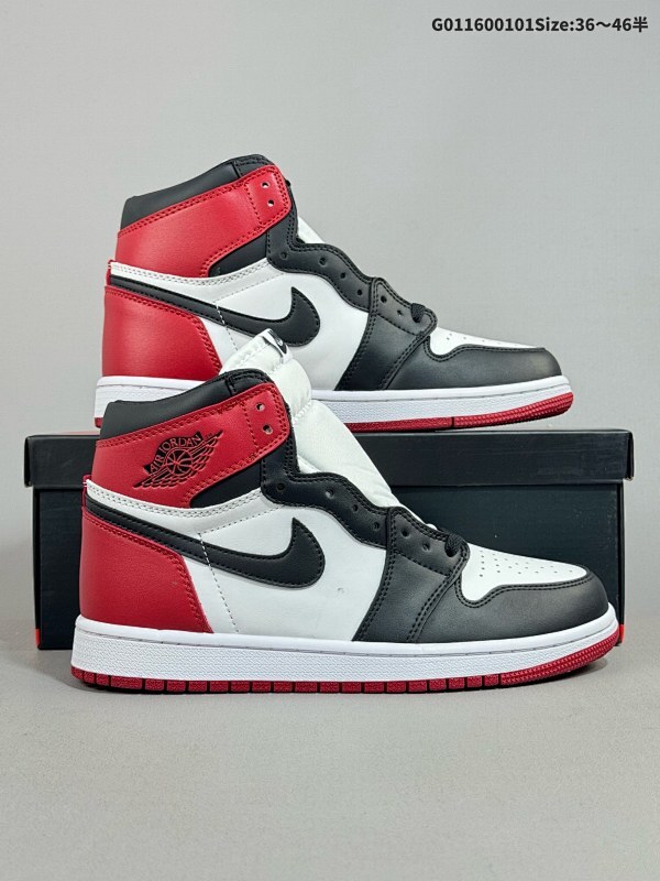 16036-46半 Air Jordan 1 Retro High OG "Black Toe" 高帮 黑脚趾男货号555088-125 女货号575441-125