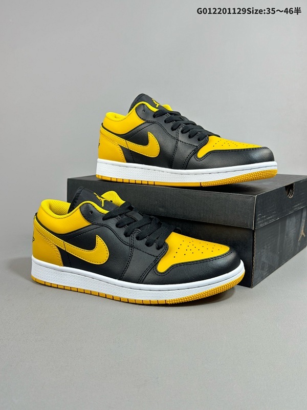 22035.5-46半 Air Jordan 1 Low "Yellow Ochre" 低帮 黑黄脚趾 AJ1男货号553558-072 女货号553560-072