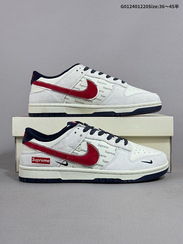 24036-45半 定制球鞋 Supreme x Nike Dunk SB Low Sup x 耐克 SB 低帮 联名灰白红货号CH8311-232
