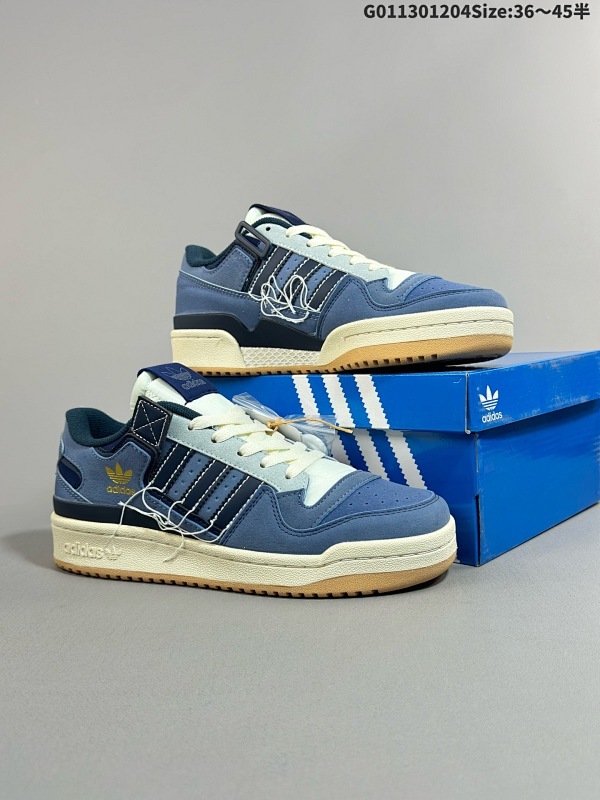 13036-45半 阿迪达斯 Adidas Forum 84 Low 牛仔蓝线头 低帮百搭潮流休闲运动板鞋货号GW0298