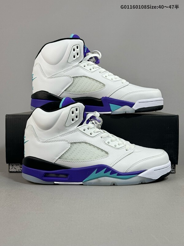 16040-47.5半 Air Jordan 5 Retro "Grape" 高帮 白紫色 AJ5 乔丹5代 aj5 乔5 高邦 白紫色货号HQ7978-100