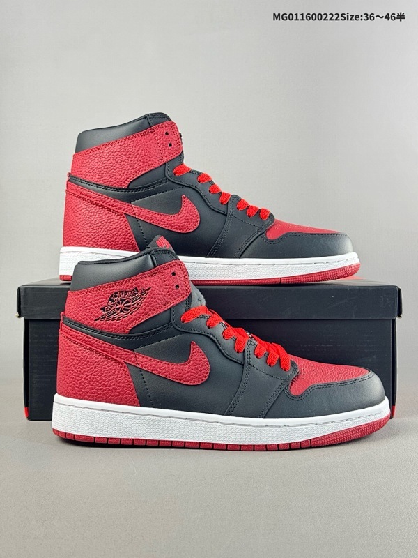 16036-46半   Air Jordan 1 Retro High OG "Bred Banned" 高帮 黑红禁穿 AJ1货号575441-001 555088-001