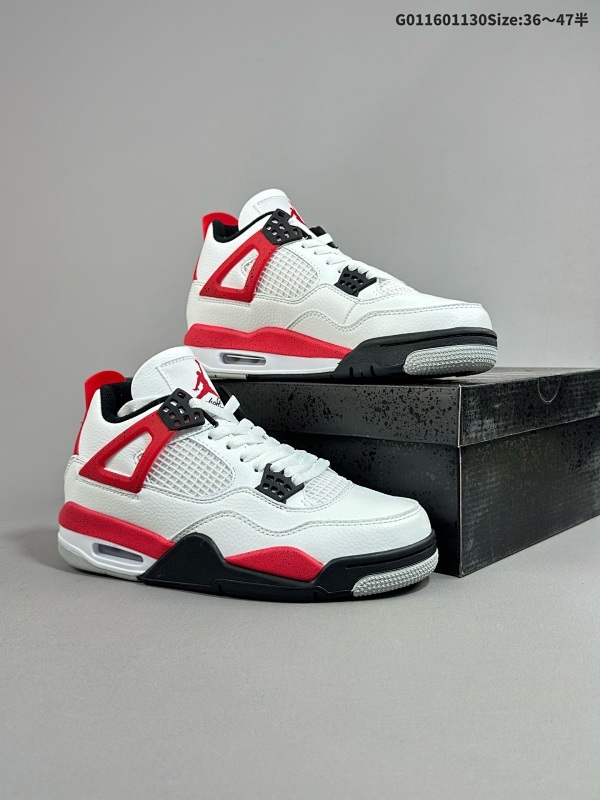 16036-47.5半    Air Jordan 4 Retro "Neutral Grey Red Cement" 红水泥 AJ4 乔丹4代 aj4 乔4 白黑红货号DH6927-161