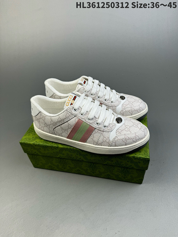 125 古奇Gucci Distressed Screener sneaker 古驰小脏鞋系列 绿盒版本 经典原型复古百搭做旧小脏板鞋复古学院风 怀旧版 ID: HL361250312 Size:36