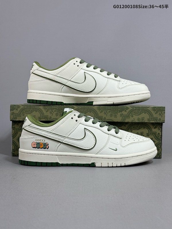 20036-45半 定制球鞋 Gucci x Nike Dunk SB Low 古驰古奇 x 耐克 SB 低帮 联名米白货号DQ1098-398