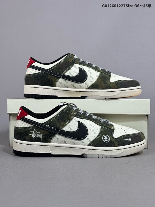 26036-45半 定制球鞋 Stussy x Nike Dunk SB Low 斯图西 x 耐克 SB 低帮 联名绿白红货号DM6868-011