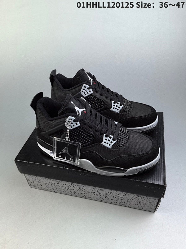 110 Air Jordan 4 Retro "Black Canvas" 黑色帆布01HHLL120125 Size3647货号DH7138-006