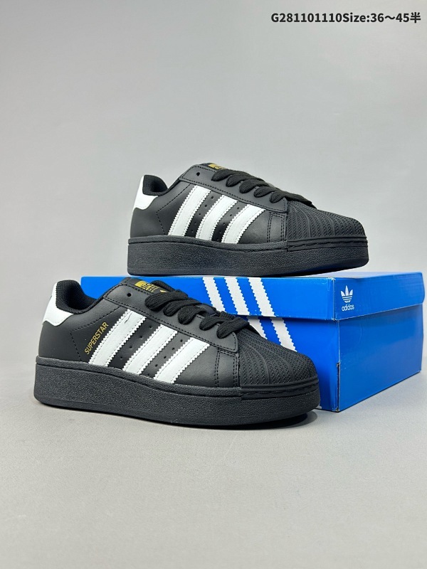 11036-45半 真标带半码 Adidas Original Superstar XLG Low 阿迪达斯 低帮 厚底黑白货号IG9777
