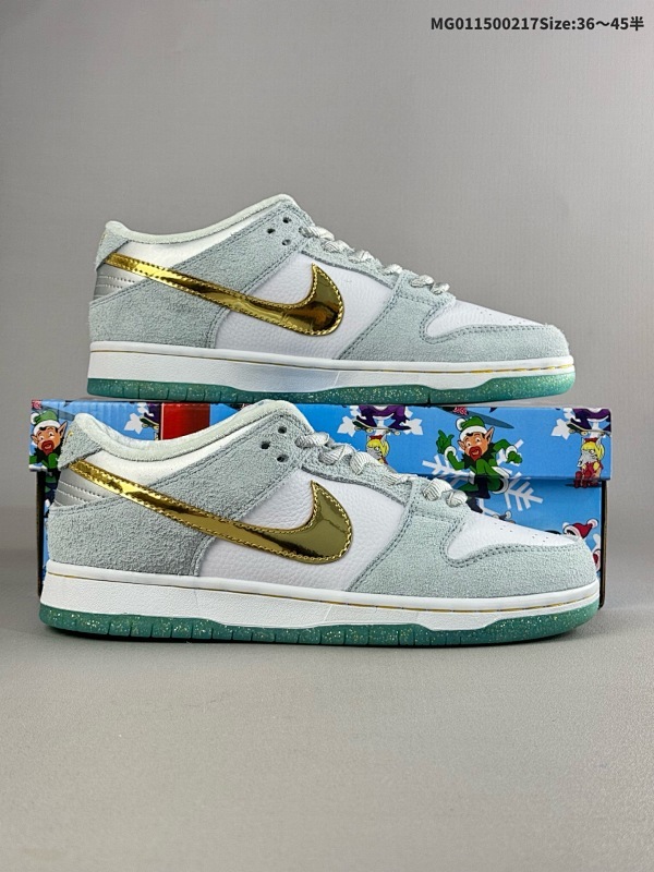 15036-45半 Sean Cliver x Nike SB Dunk Low Pro QS 耐克 SB 低帮 蓝色情人节 低邦 白蓝金 冰雪奇缘 货号DC9936-100