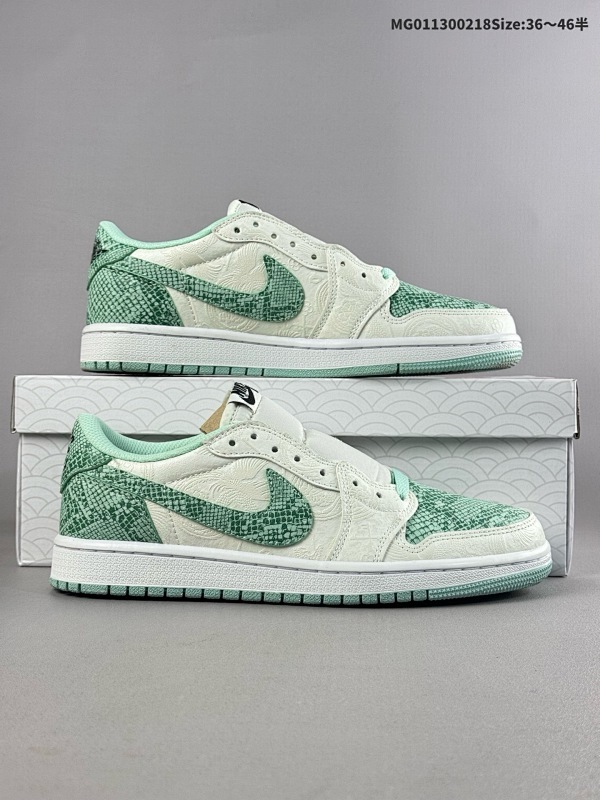 13036-46半 Air Jordan 1 Low OG "Year Of the Snake" 低帮 蛇年限定米白绿 AJ1货号HF3144-100