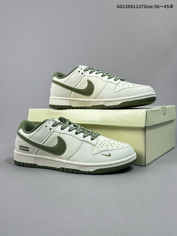 20036-45半 头层带半码定制球鞋 Supreme x Nike Dunk SB Low Supreme x 耐克 SB 低帮 联名米绿帆布满天星货号BB6698-516