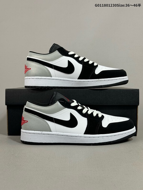 18036-46半 Air Jordan 1 Low 低帮 黑白灰 AJ1 乔丹1代 aj1 乔1 低邦 黑白灰 男女同款货号HF3148-106