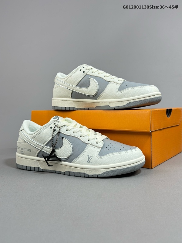 20036-45半 定制球鞋 Louis Vuitton x Nike Dunk SB Low 路易威登 x 耐克 SB 低帮 LV联名白灰货号BB8766-210