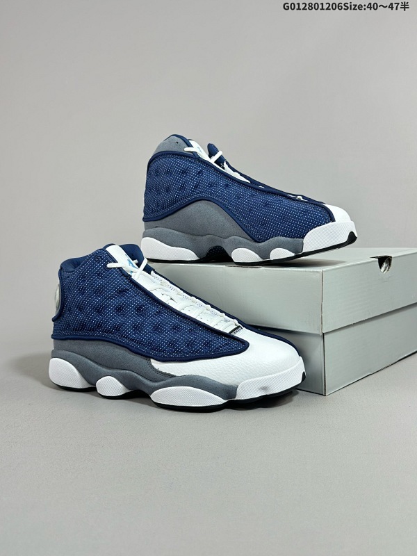 28040-47.5半 Air Jordan 13 Retro High "Flint Grey" 高邦 白蓝 乔丹篮球鞋系列 货号414571-404