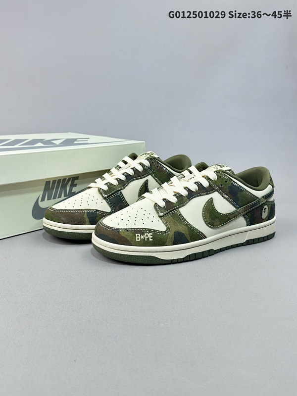 25036-45半 公司级 头层 定制球鞋 Bape x Nike Dunk SB Low Bpae x 耐克 SB 低帮 联名军绿迷彩货号CH6336-230