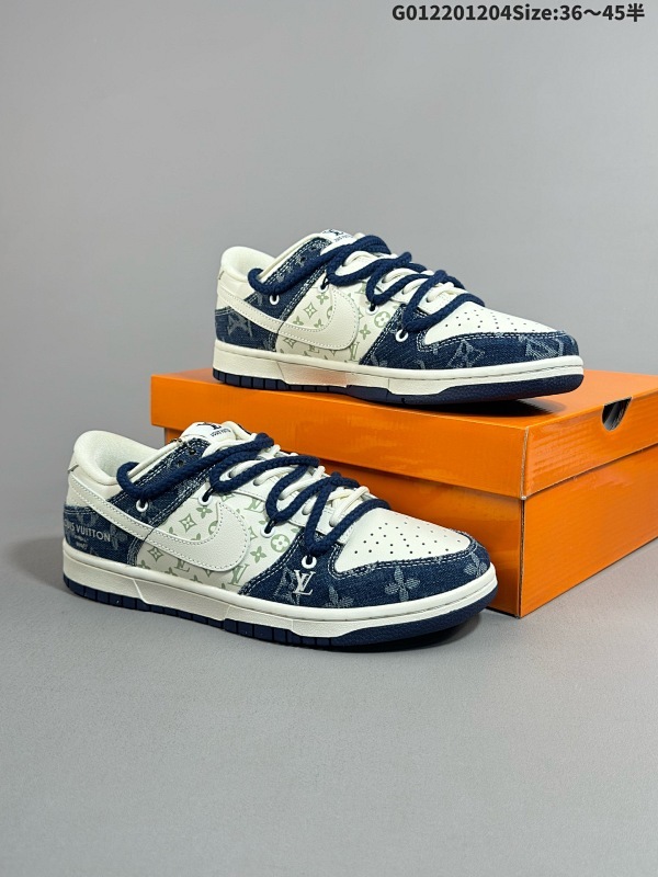 22036-45半 定制球鞋 Louis Vuitton x Nike SB Dunk Low 路易威登 x 耐克 SB 低帮 LV联名深蓝牛货号FC1688-177