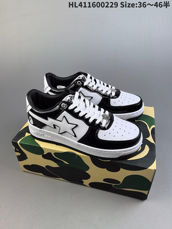 160 A Bathing Ape/安逸猿 男女运动鞋复古板鞋  升级原楦原纸版数据开发编码HL411600229 Size:3646半
