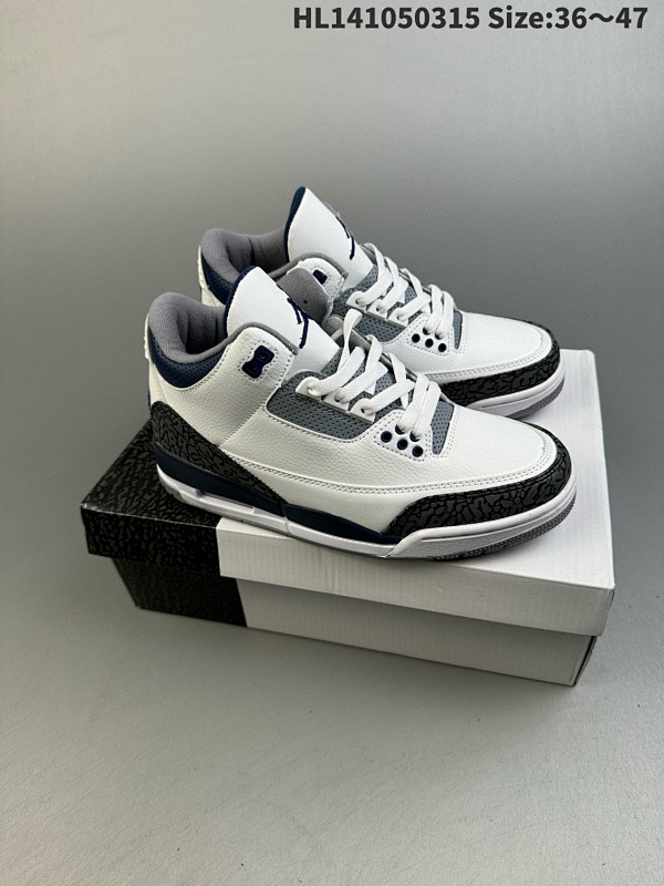 105  Air Jordan 3 Retro "White Navy" 灰蓝水泥 AJ3 乔丹3代货号CT8532-140 HL141050315 Size:3647