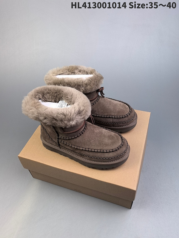 300 UGG 百搭单品东莞UGG 厚底中帮 秋冬羊皮毛一体雪地靴 全鞋采用ZP同厂HL413001014 Size:3540
