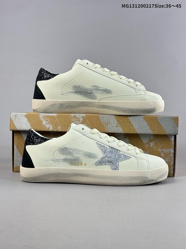 12036-45 GGDB 小脏鞋 板鞋 白银黑色 闪钻 做旧 意大利时装品牌黄金鹅 GGDB Golden Goose Super Star 系列小脏运动鞋货号G21D120