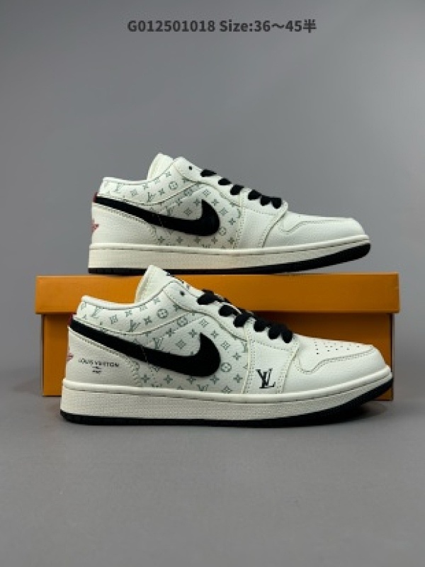 Louis Vuitton x Air Jordan 1 Low LV x 乔丹 低帮 联名米黑红 AJ1 乔丹1代 aj1 乔1 低邦 联名米黑红 乔丹篮球鞋系列 货号WG8850-009