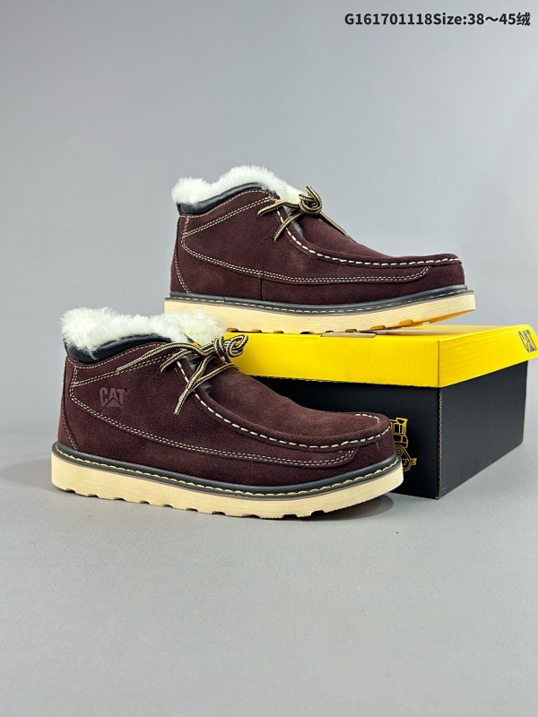 17038-45加绒 CAT 新款 推土机 休闲时尚  男士休闲皮鞋 原单品质真标公司卡特男鞋广东纯原 历年经典热销款  新款头层牛皮耐磨防滑橡胶大底