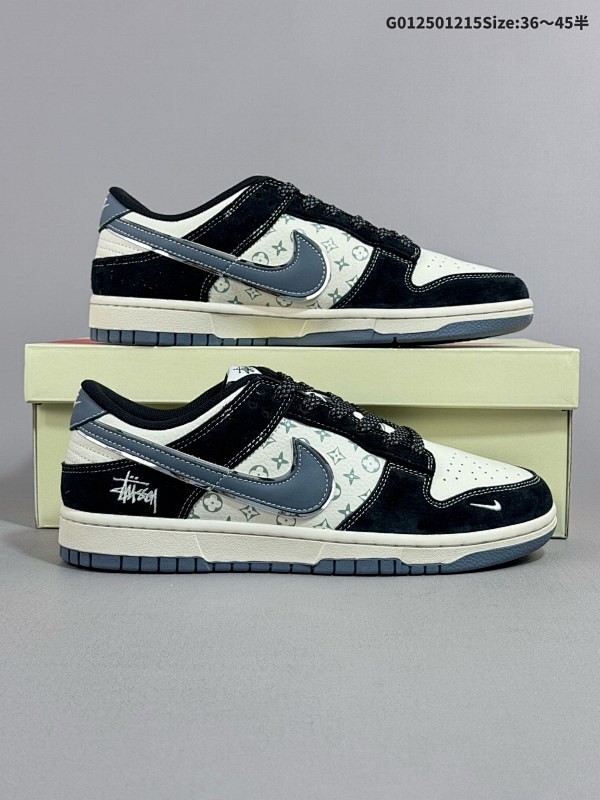 25036-45半 定制球鞋 Stussy x Nike Dunk SB Low 斯图西 x 耐克 SB 低帮 联名黑白灰货号XX3168-212