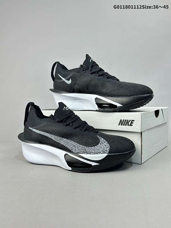 18036-45 Nike Alphafly 3 耐克 阿尔法飞行3代 低帮 黑白 马拉松世界纪录跑鞋 耐磨透气低邦跑步鞋货号FD8345-108