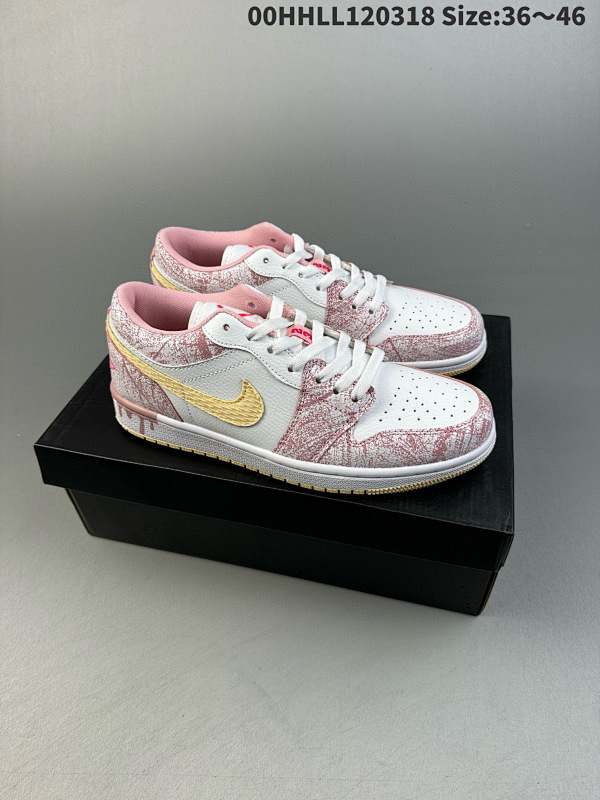 100 Air Jordan 1 Low GS 低帮 冰激凌 AJ1 乔丹1代 aj1 乔1 低邦 粉冰激凌00HHLL120318 Size:3646货号CW7104-601
