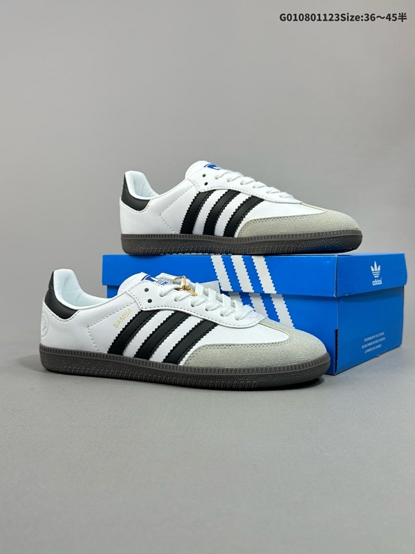 8036-45半 Adidas originals Samba Vegan 阿迪达斯 低帮 白黑灰钢印 德训鞋货号FW2427