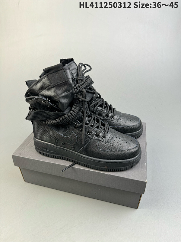 125 空军Air Force 1 SF-AF1 Black 空军高帮拉链版  粗绑带 缠绕鞋带   军事风格机能特种工装休闲运动板鞋    货号 864024    HL411250312 Siz
