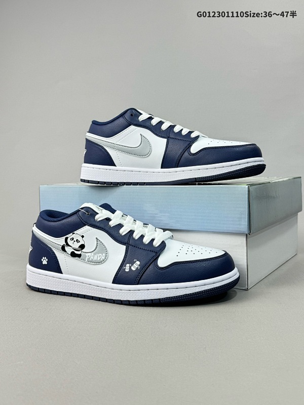 23036-47.5半 头层带半码特殊大礼盒 [定制球鞋]  Air Jordan 1 Low 低帮 嘟嘴熊猫男货号553558-141 女货号553560-141