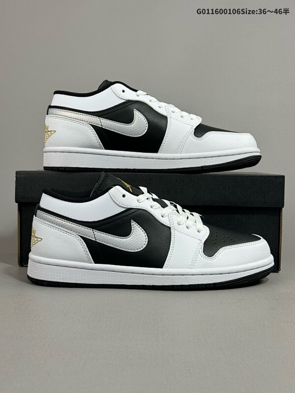 16036-46半 [定制球鞋]  Air Jordan 1 Low 低帮 白黑银 AJ1 乔丹1代 aj1 乔1 低邦 白棕 男女同款 乔丹篮球鞋系列货号553558-172